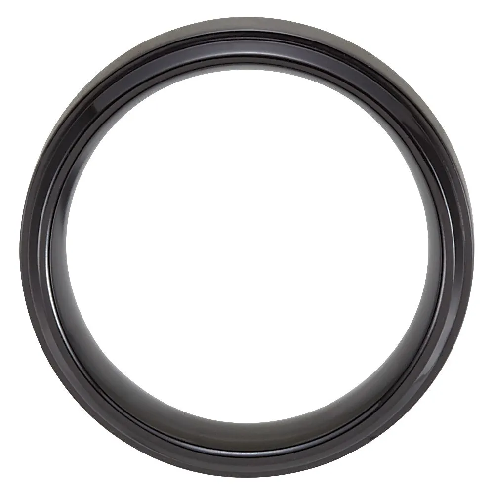 Black Titanium 9mm Ridged Band Size 12