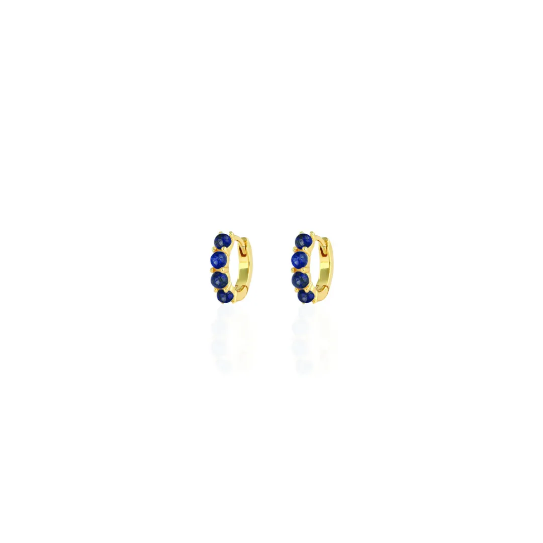 Blue Lapis Huggie Hoop Earrings
