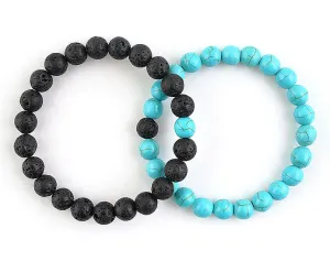 Blue turquoise and black lava relationship bracelets