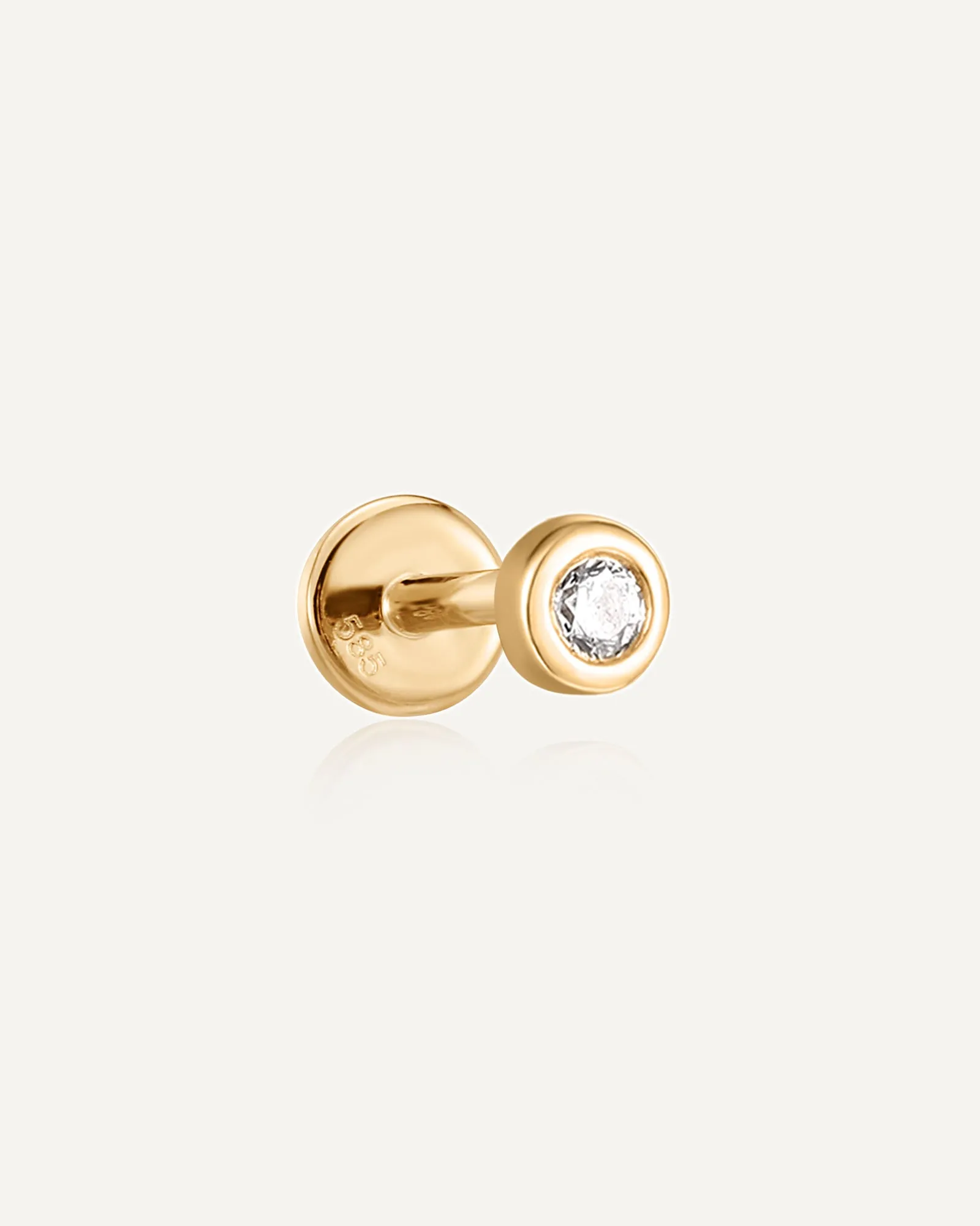 Brooke 14k Solid Gold White Topaz Flatback Stud