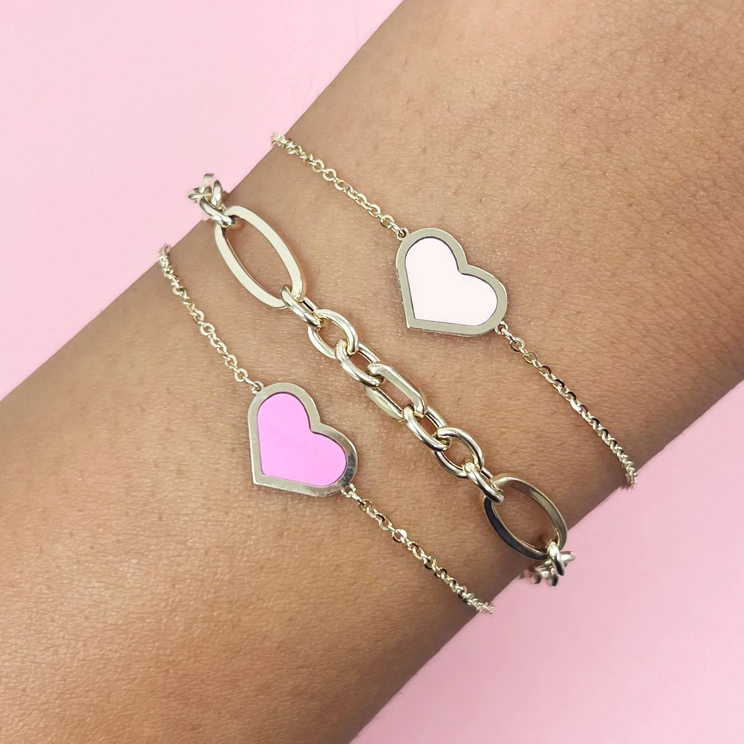 Bubblegum Pink Single Heart Bracelet