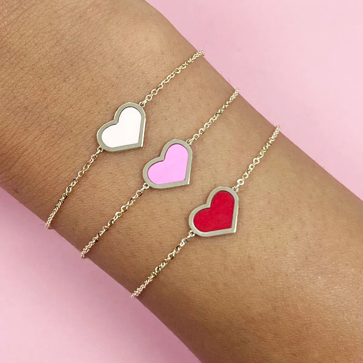 Bubblegum Pink Single Heart Bracelet