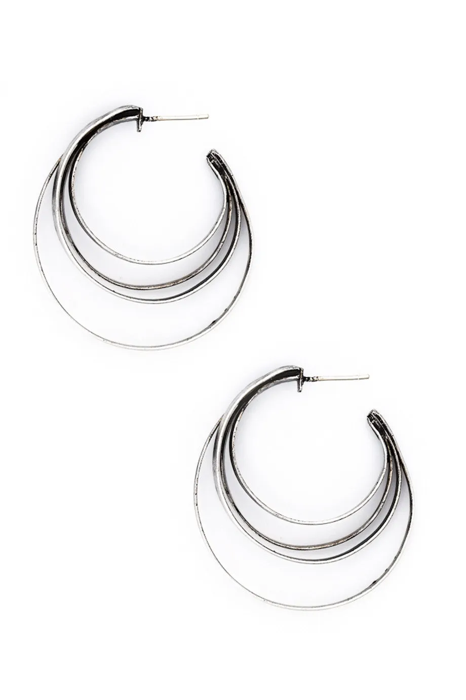 BY THE STONES ANTIQUE Silver Hoops