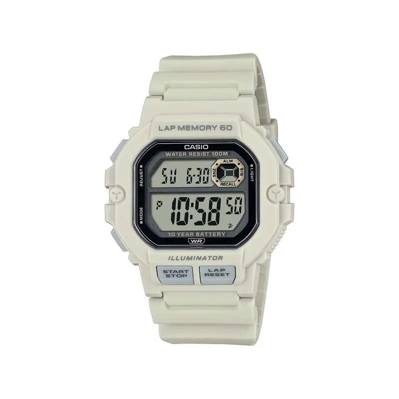 Casio WS-1400H-8A Men Digital Watch Beige Resin Strap