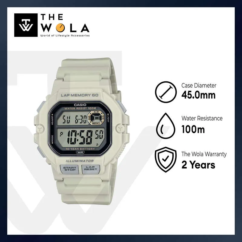 Casio WS-1400H-8A Men Digital Watch Beige Resin Strap