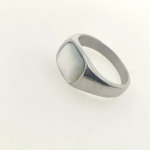 Cat's Eye Cream Gem Rounded Square Stone Ring All-match Maillard Retro Niche Simple High-end Jewelry