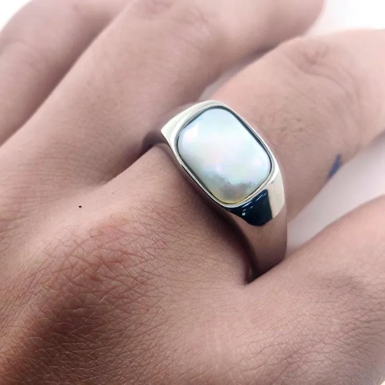 Cat's Eye Cream Gem Rounded Square Stone Ring All-match Maillard Retro Niche Simple High-end Jewelry