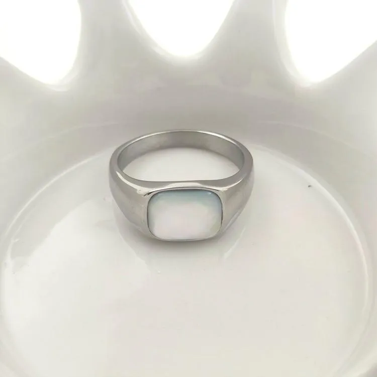 Cat's Eye Cream Gem Rounded Square Stone Ring All-match Maillard Retro Niche Simple High-end Jewelry