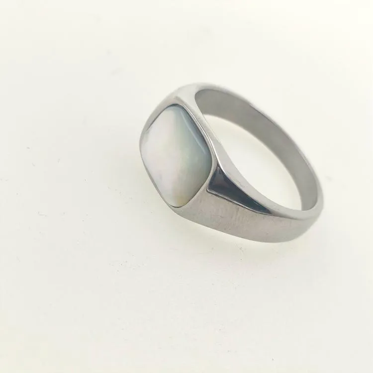 Cat's Eye Cream Gem Rounded Square Stone Ring All-match Maillard Retro Niche Simple High-end Jewelry