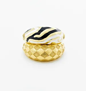 Checker Dome And Savannah Ring - Set of 2