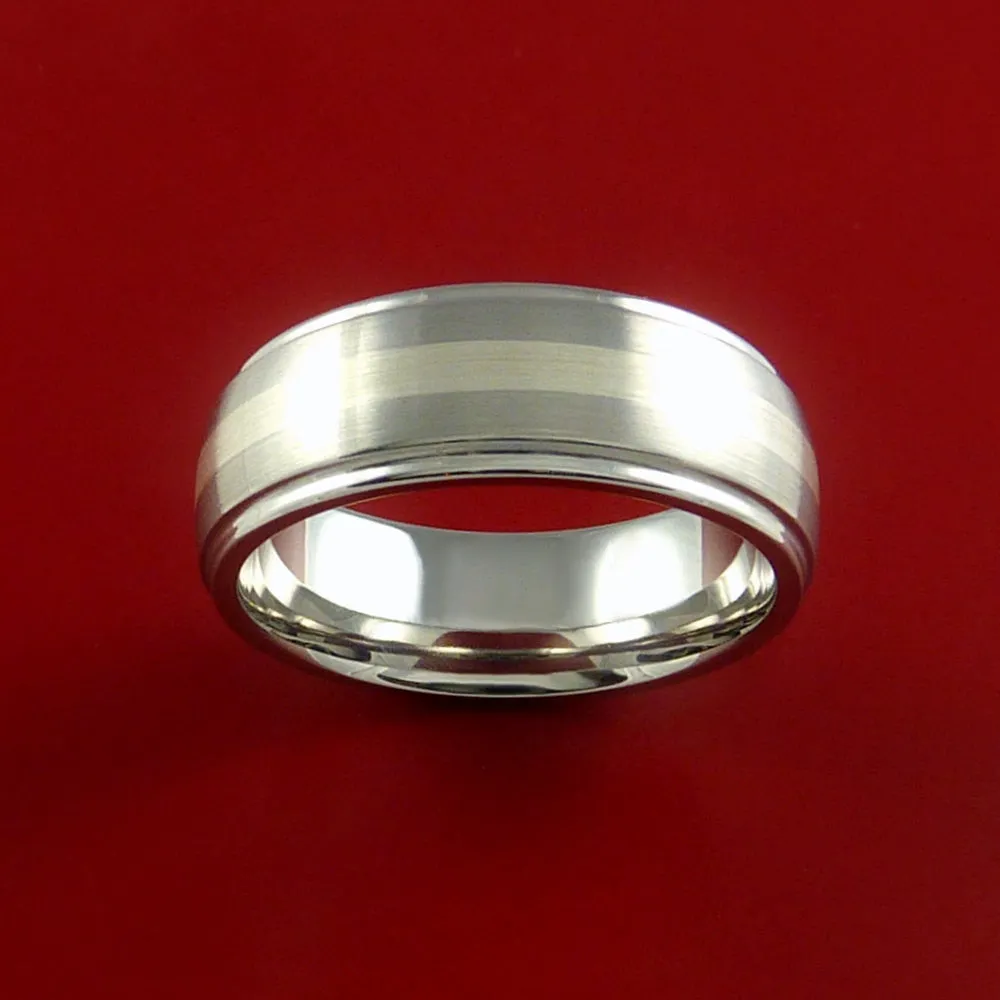 Cobalt Chrome Ring with Palladium Silver Inlay Custom Made Band