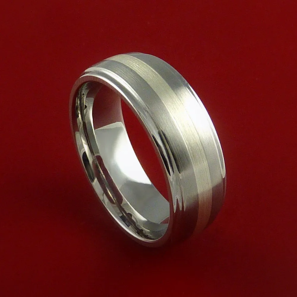 Cobalt Chrome Ring with Palladium Silver Inlay Custom Made Band