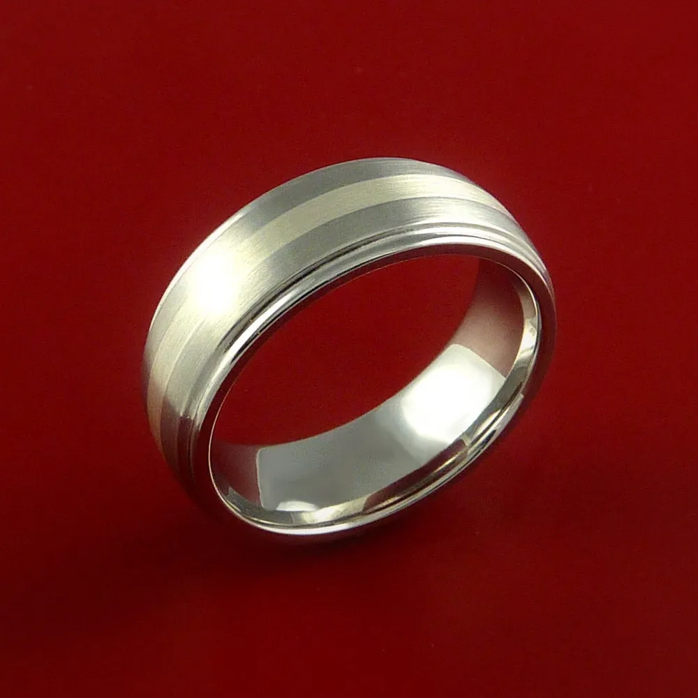 Cobalt Chrome Ring with Palladium Silver Inlay Custom Made Band