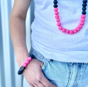 COLOUR BLOCK ROCK BRACELET NAVY/ PINK