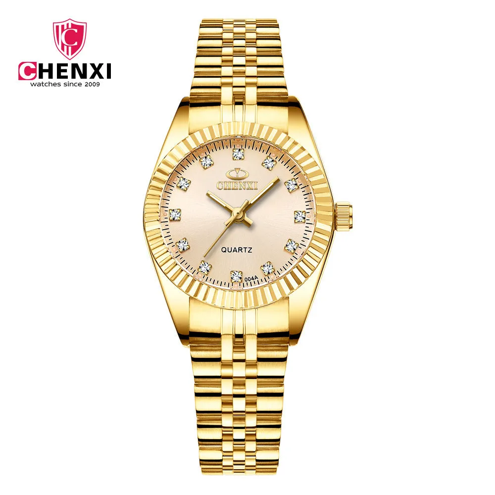 Couple Quartz Analog Gold Wrist Watches Luxury  Fashion Casual