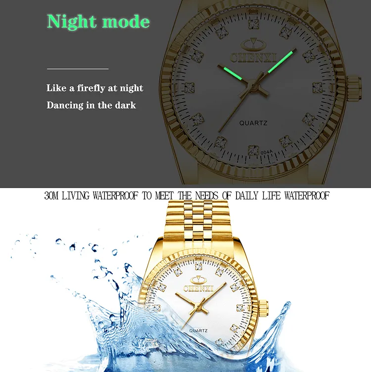 Couple Quartz Analog Gold Wrist Watches Luxury  Fashion Casual