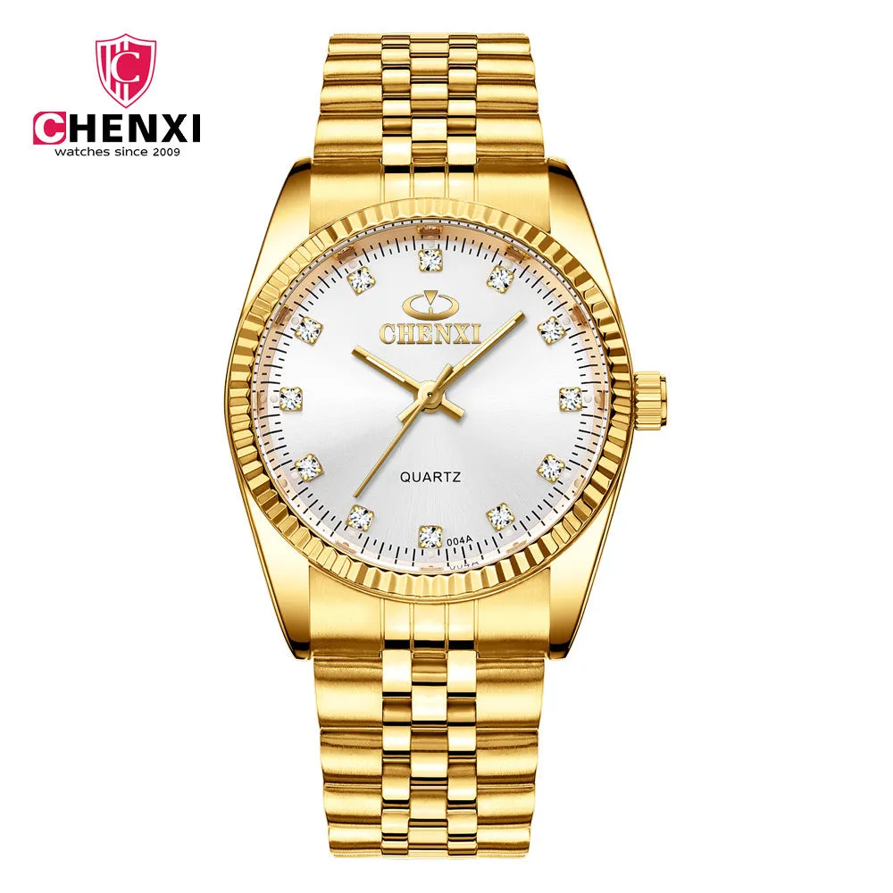 Couple Quartz Analog Gold Wrist Watches Luxury  Fashion Casual