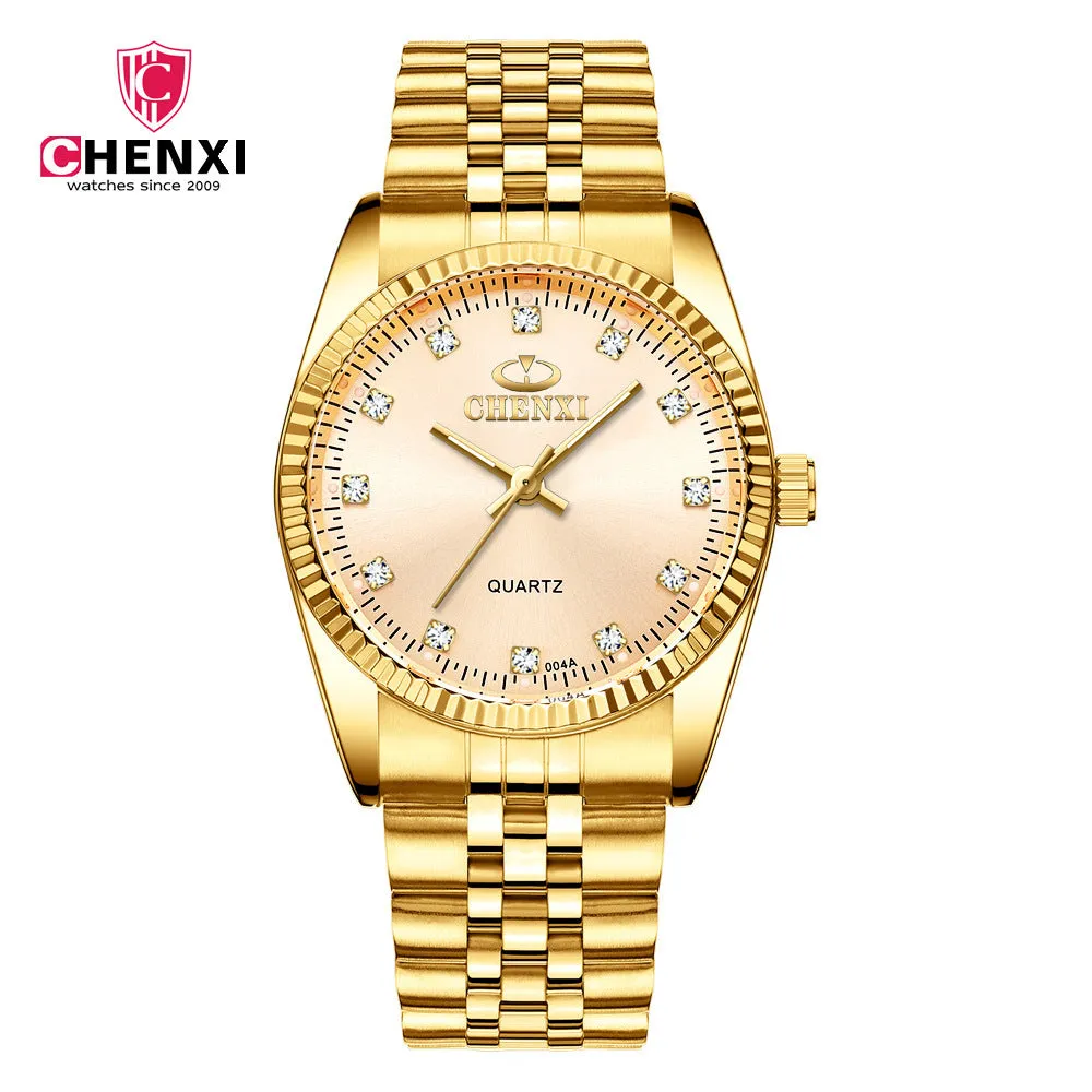 Couple Quartz Analog Gold Wrist Watches Luxury  Fashion Casual