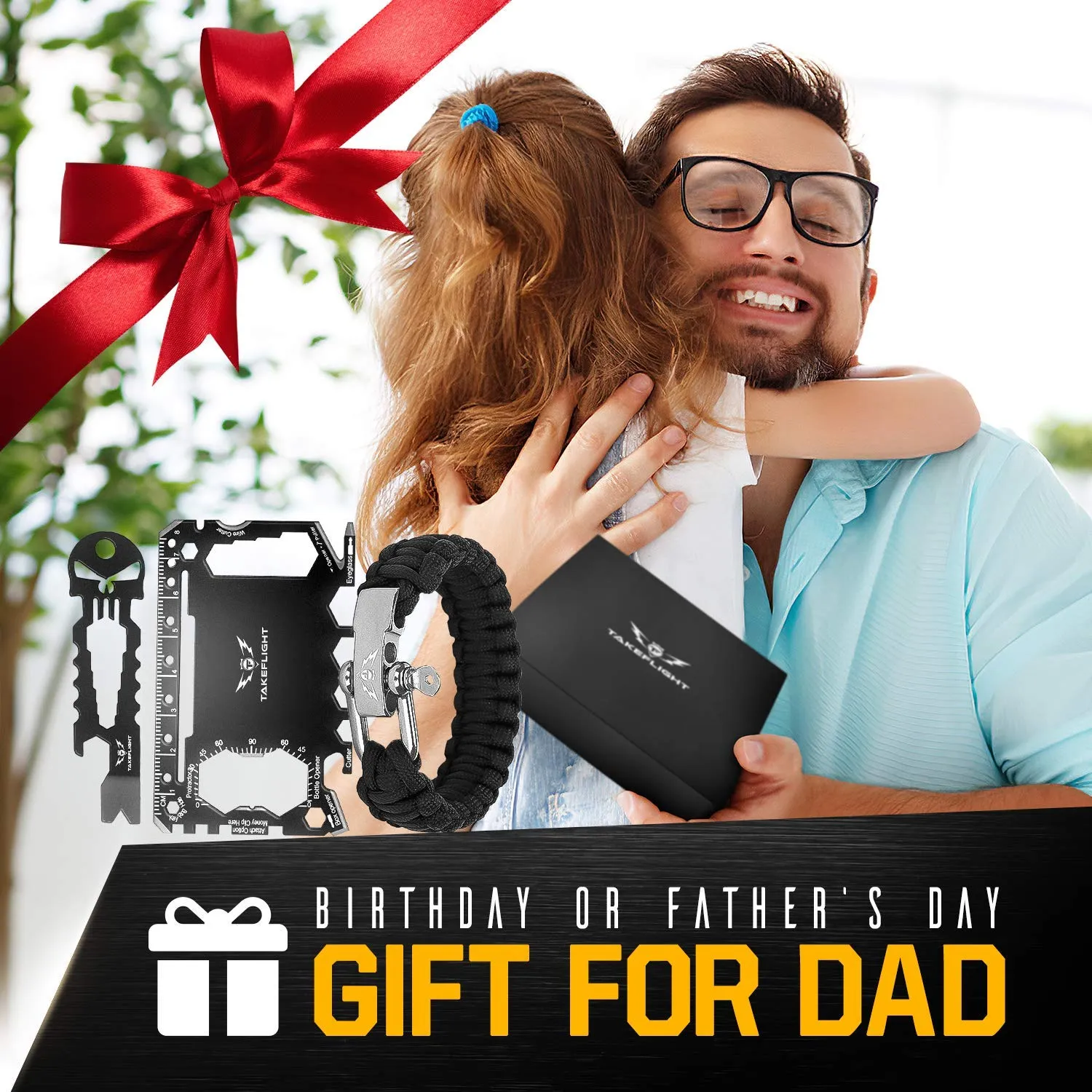 Credit Card Tool Gift Set – Wallet Tool Card and Bottle Opener Keychain   FREE Paracord Bracelet