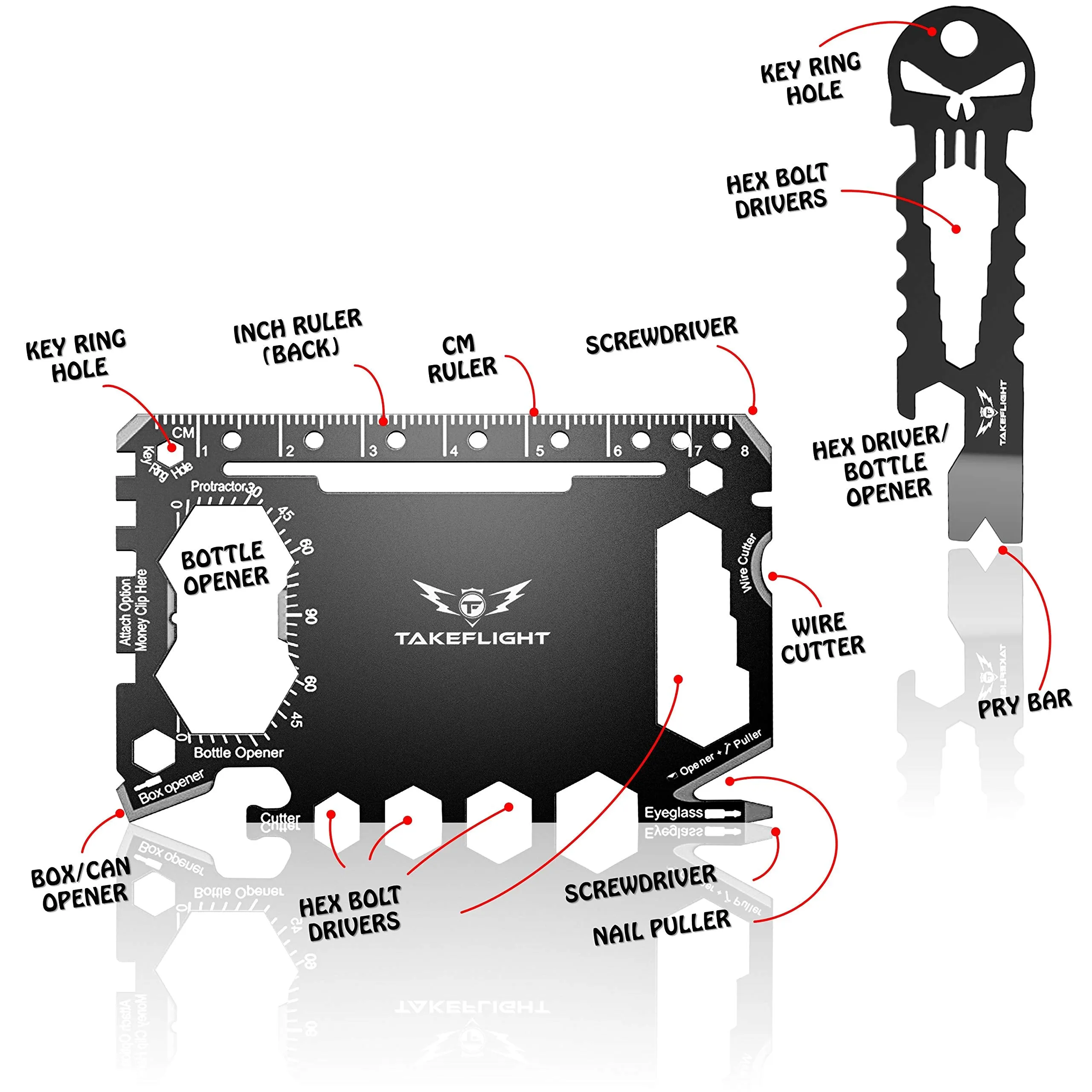 Credit Card Tool Gift Set – Wallet Tool Card and Bottle Opener Keychain   FREE Paracord Bracelet