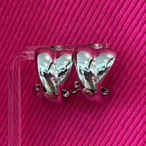 Crossover Episode Chunky Double X Cross Silver Hoops