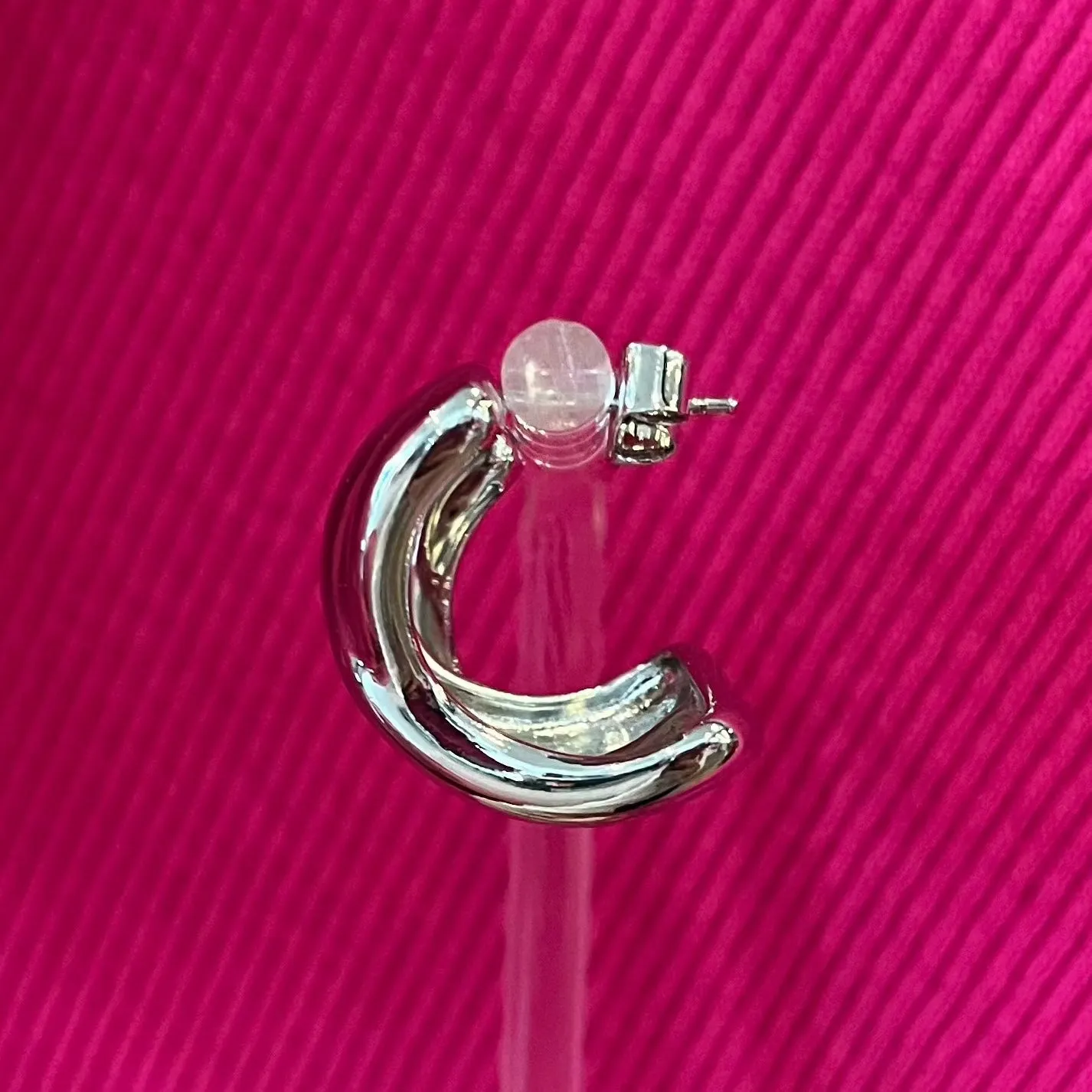 Crossover Episode Chunky Double X Cross Silver Hoops