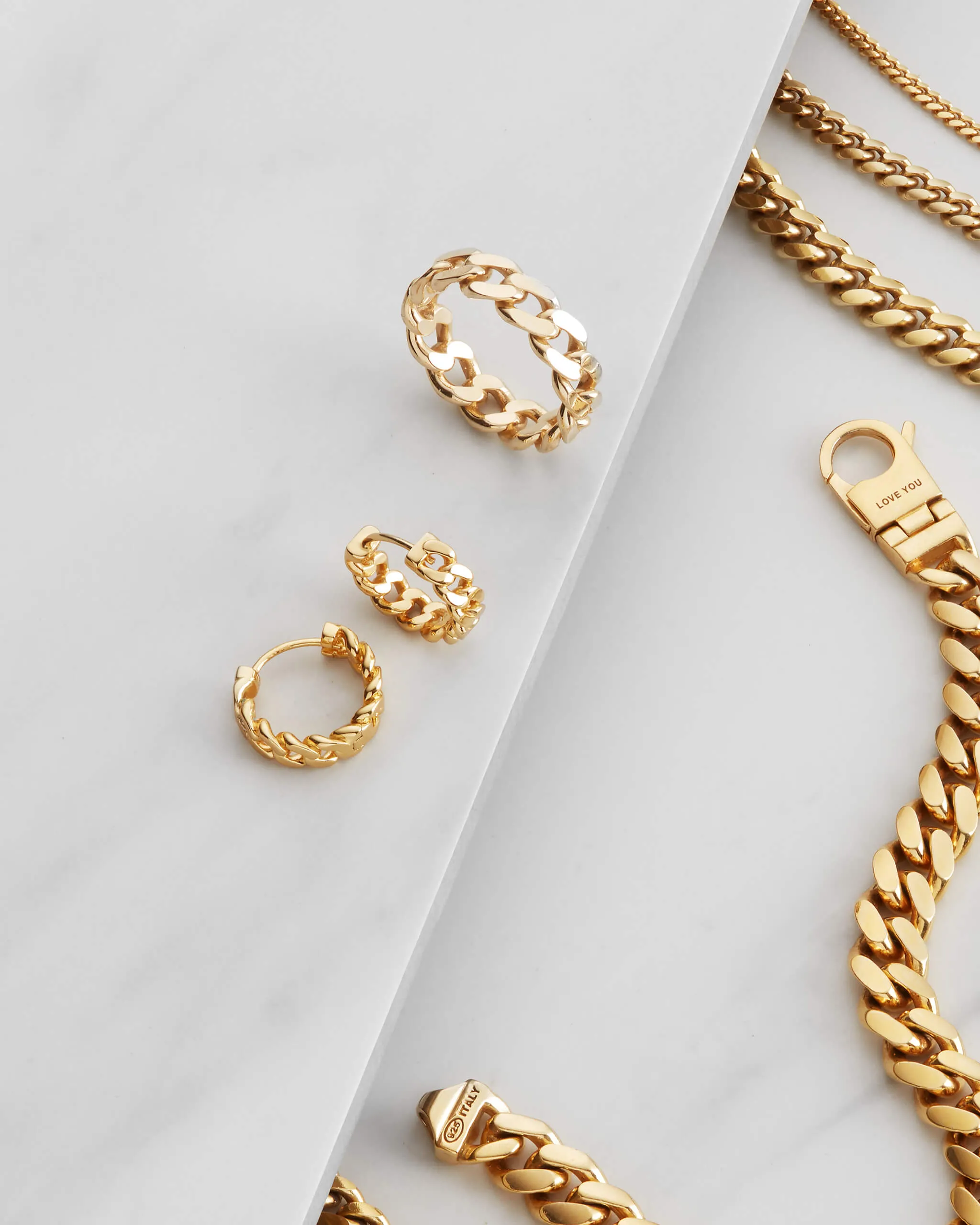 Cuban Link Earrings - Gold