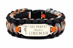 Custom Engraved Lineman 550 Paracord Bracelet with Stainless Steel ID Tag
