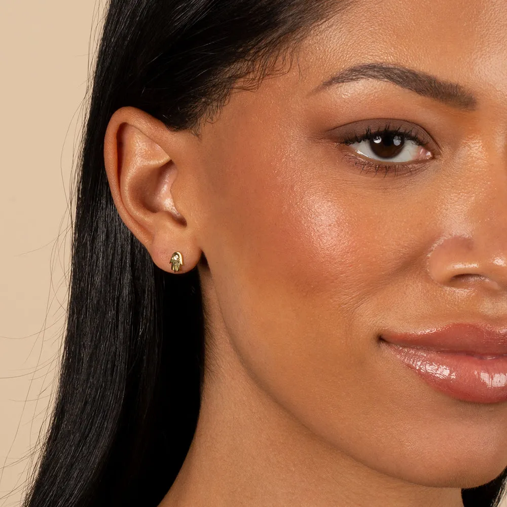CZ Bezel Hamsa Stud Earring
