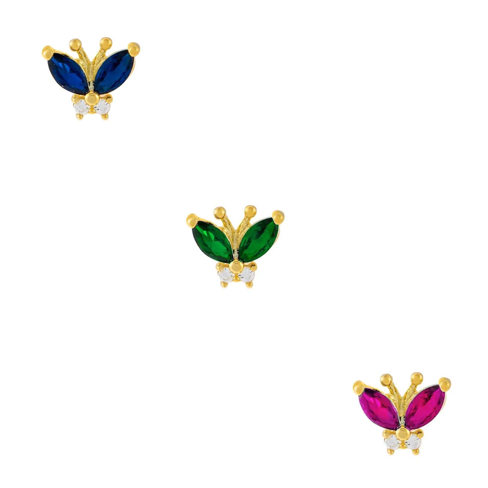 CZ Colored Butterfly Stud Earring Combo Set