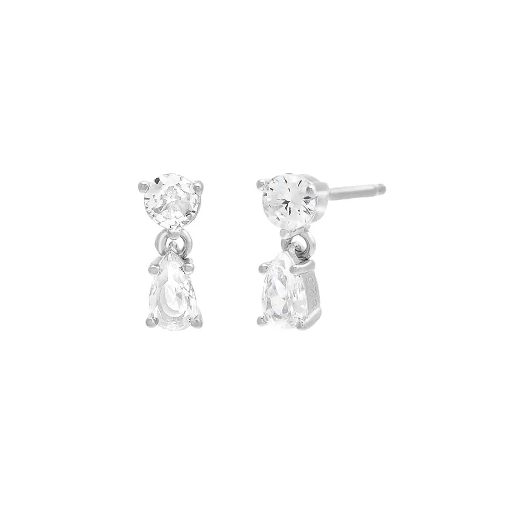 CZ Solitaire x Teardrop Stud Earring
