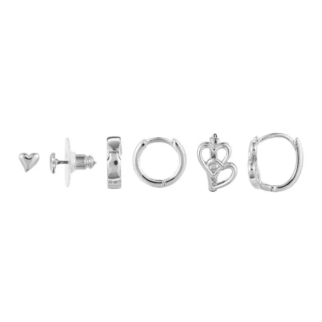 Dainty Double Heart  Earring - Silver