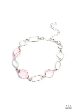 Dazzle for Days - Pink - Varying Shaped Links and Gems Paparazzi Lobster Claw Bracelet