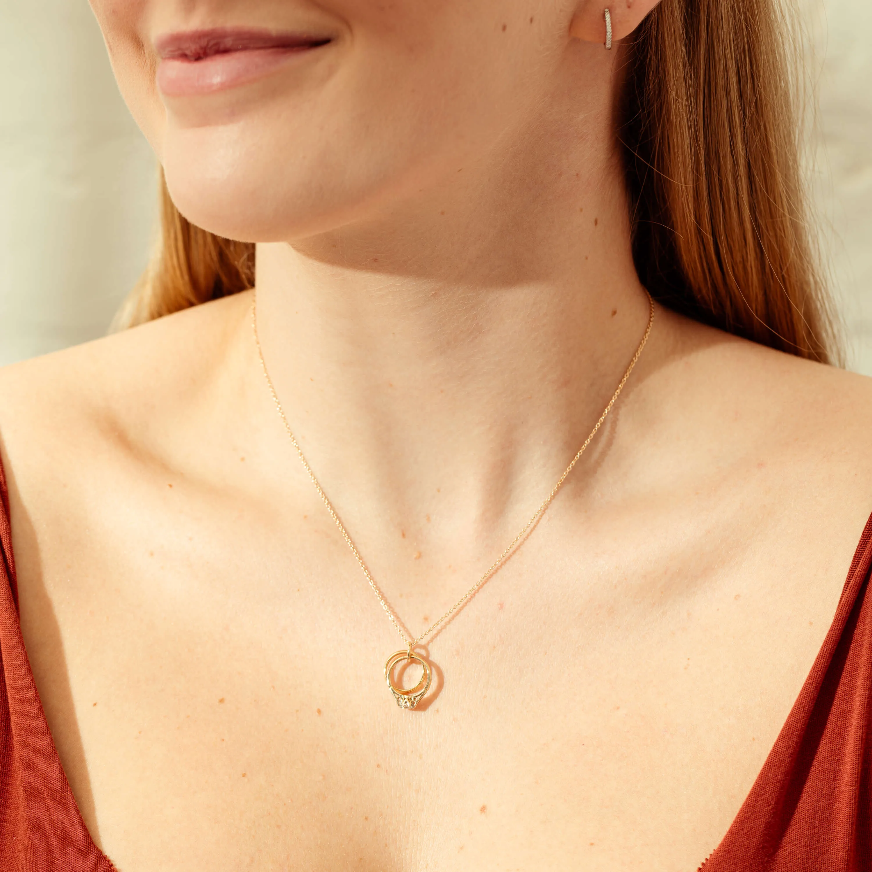 Deja Vu 9ct Yellow Gold Bridal Rings Necklace