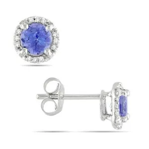 Diamond Accent Frame Tanzanite Stud Hoops