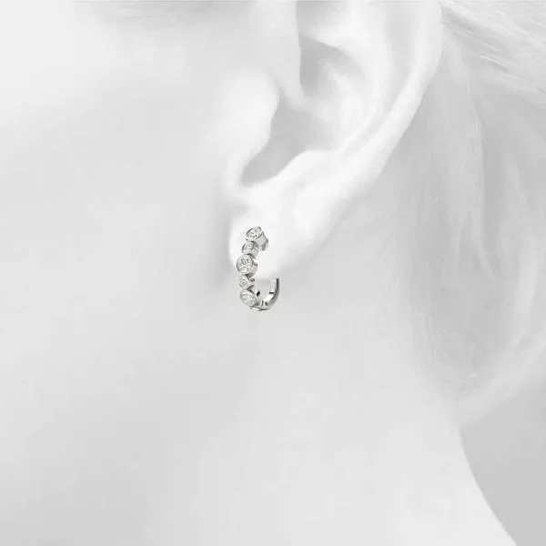 Diamond Bezel Hoop Huggies
