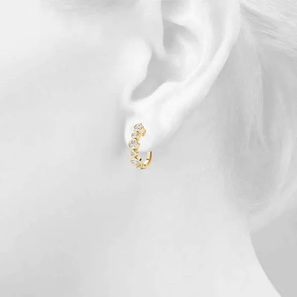 Diamond Bezel Hoop Huggies