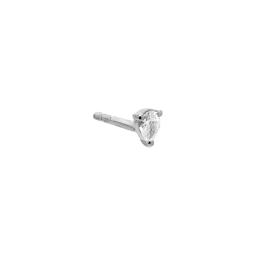 Diamond Pear Stone Stud Earring 14K