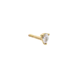 Diamond Pear Stone Stud Earring 14K