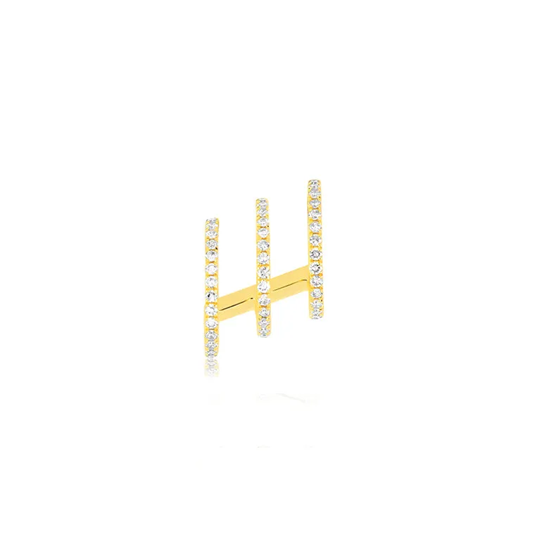 Diamond Triple Huggie Illusion Stud Earring