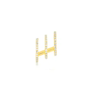 Diamond Triple Huggie Illusion Stud Earring