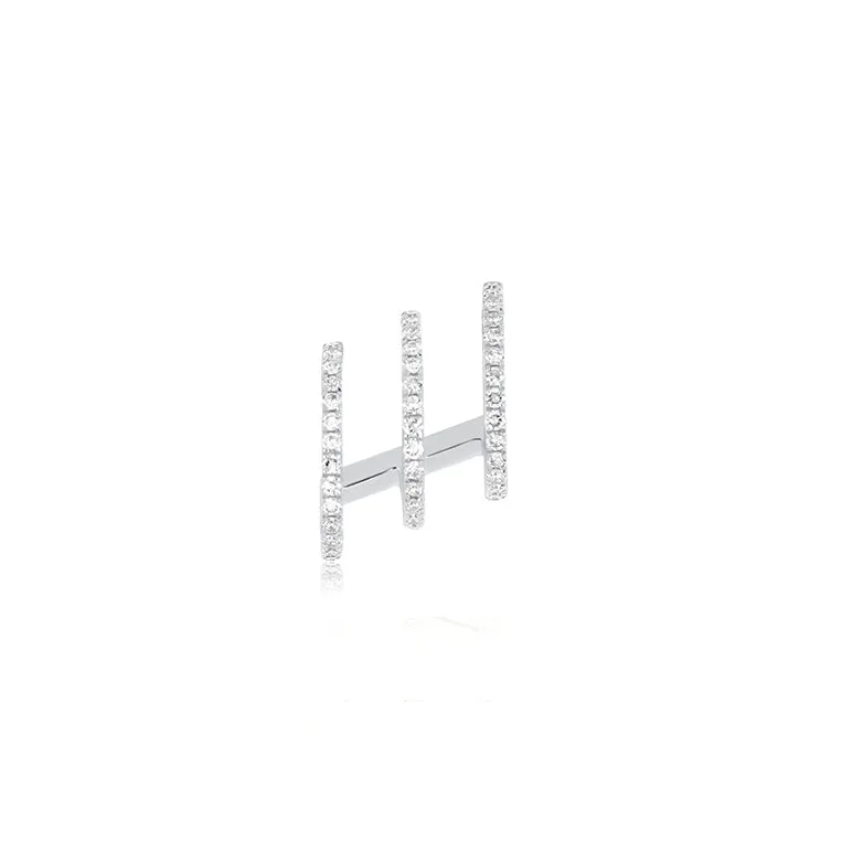 Diamond Triple Huggie Illusion Stud Earring