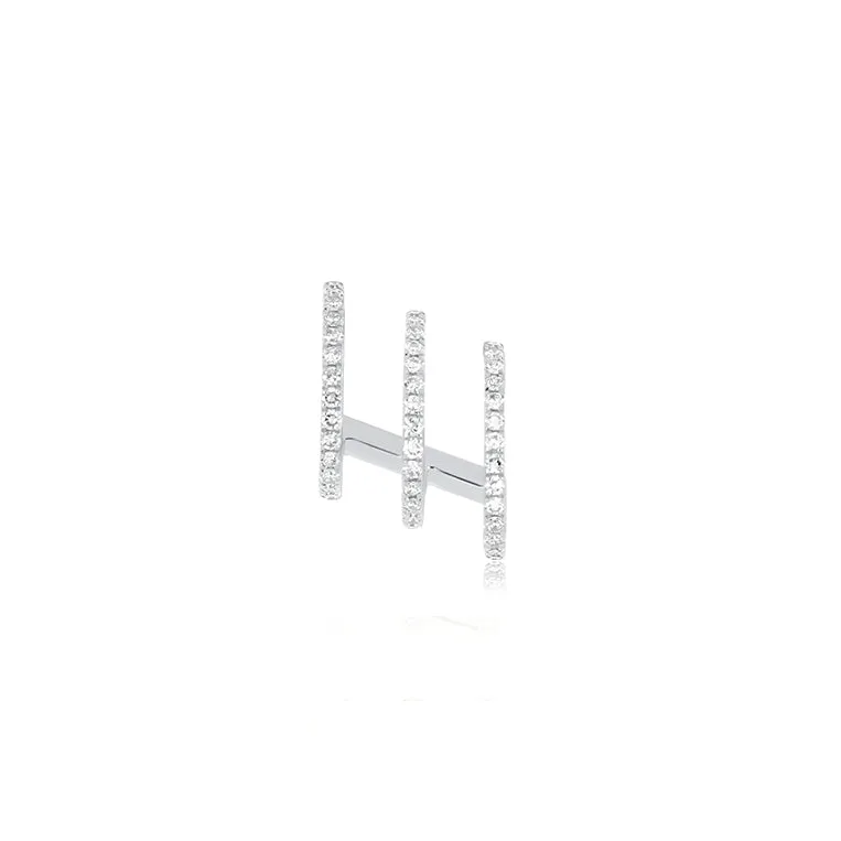 Diamond Triple Huggie Illusion Stud Earring