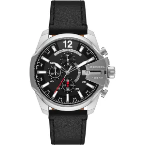 Diesel Men's Baby Chief Chronograph Black Leather Watch