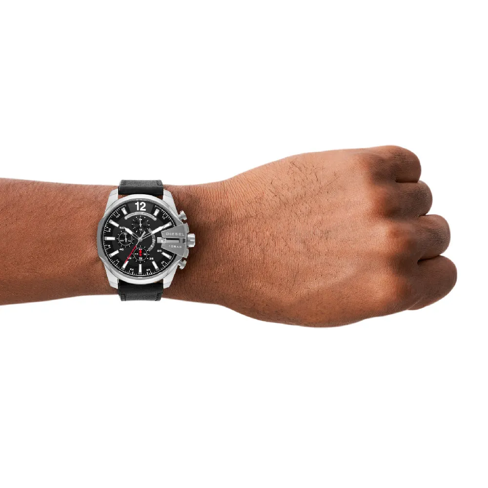 Diesel Men's Baby Chief Chronograph Black Leather Watch