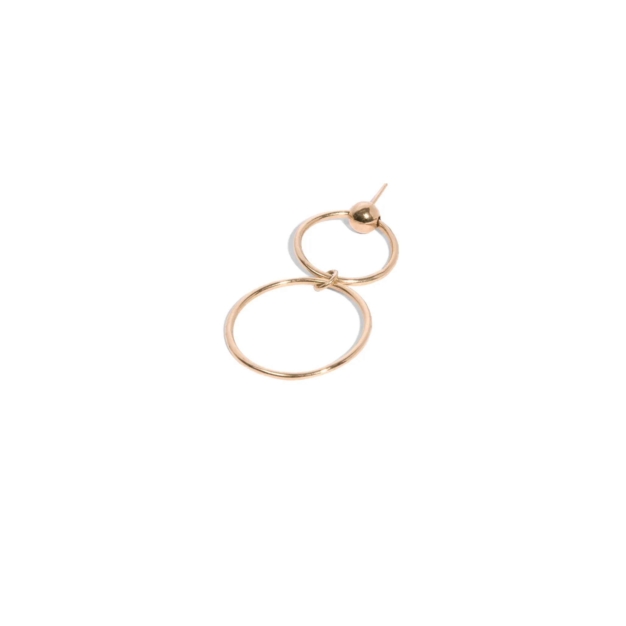 Double Hanging Hoops Stud Single Earring