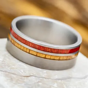 Double Wood Striped Ring with Matte Finish