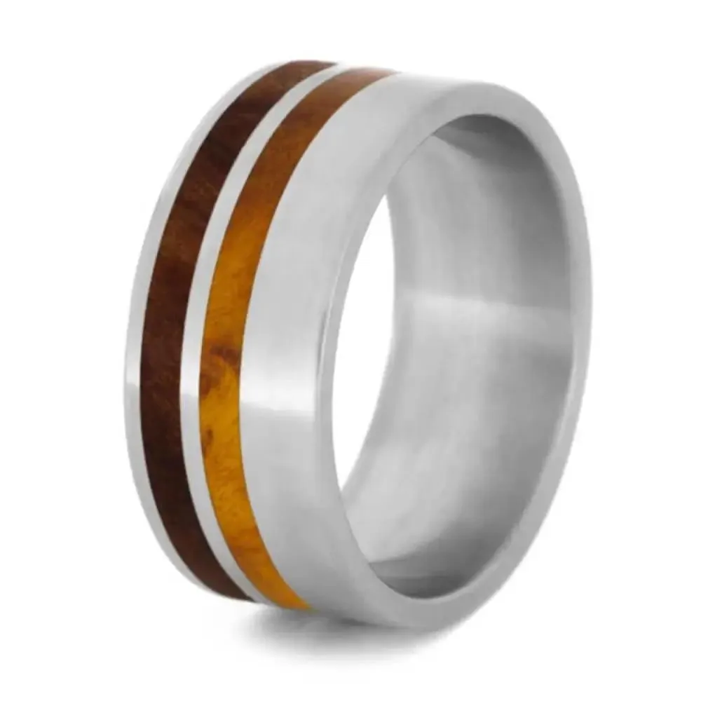 Double Wood Striped Ring with Matte Finish