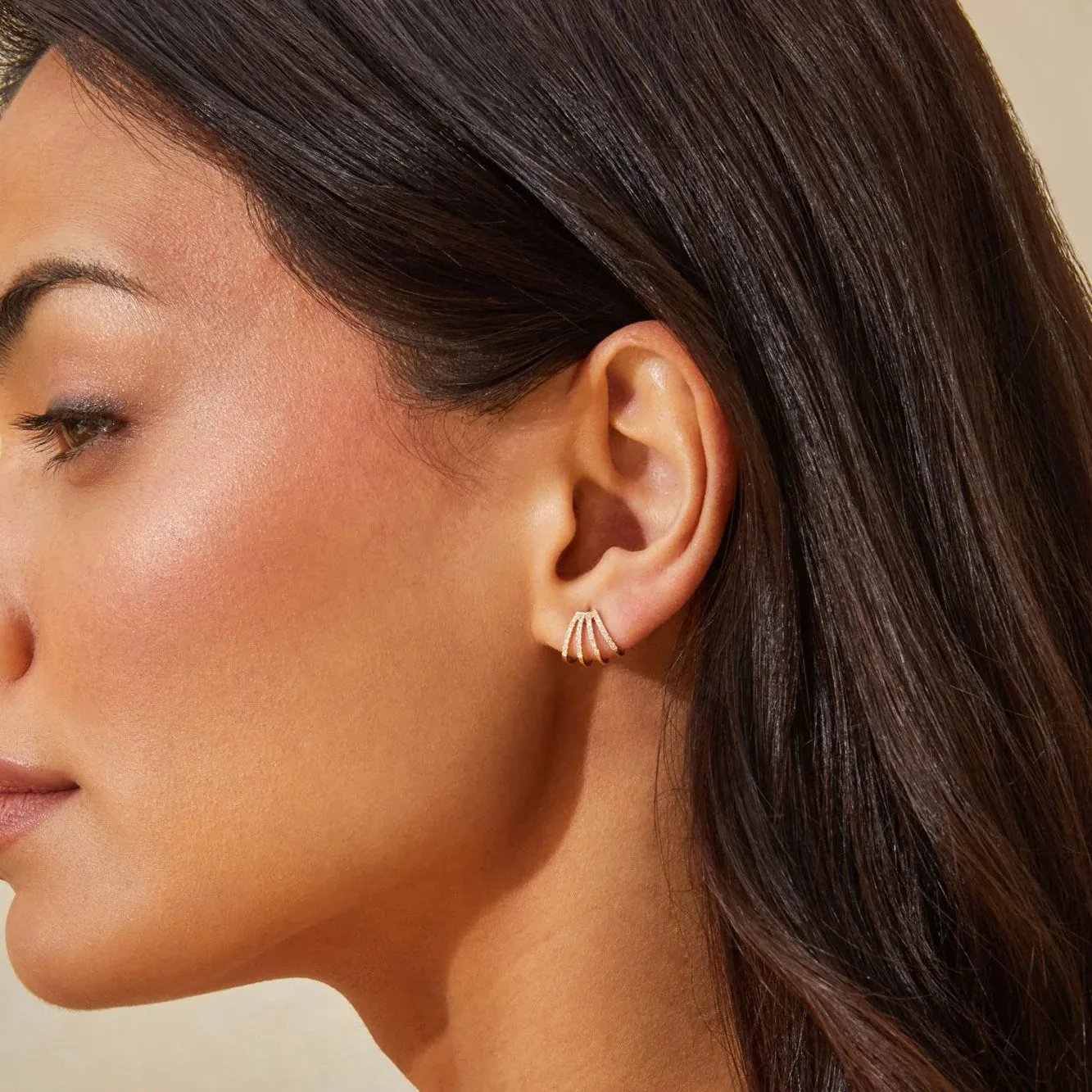 EF Collection Diamond Multi Huggie Earring