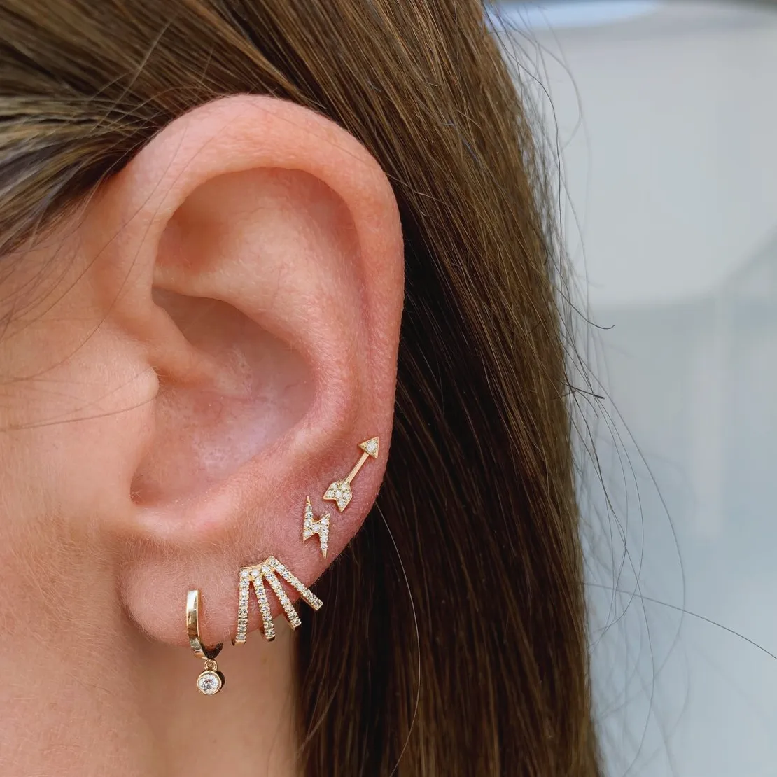 EF Collection Diamond Multi Huggie Earring